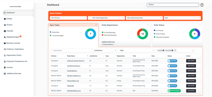 Filejet dashboard